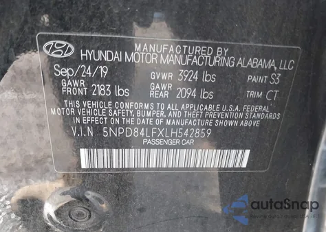 2020 Hyundai Elantra Sel из США, поврежденный, VIN 5NPD84LFXLH542859